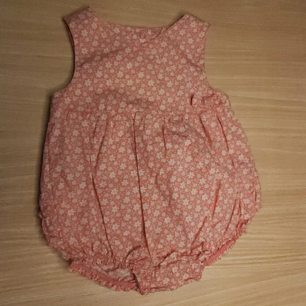 Gymboree Infant Girl's Orange Floral Sleeveless Romper 3-6 Months